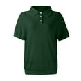 thumbnail image 4 of GXIPO Collared Shirts for Women Polo Style 3-Button Cotton Short Sleeve Casual Summer Tops Dark Green S, 4 of 5