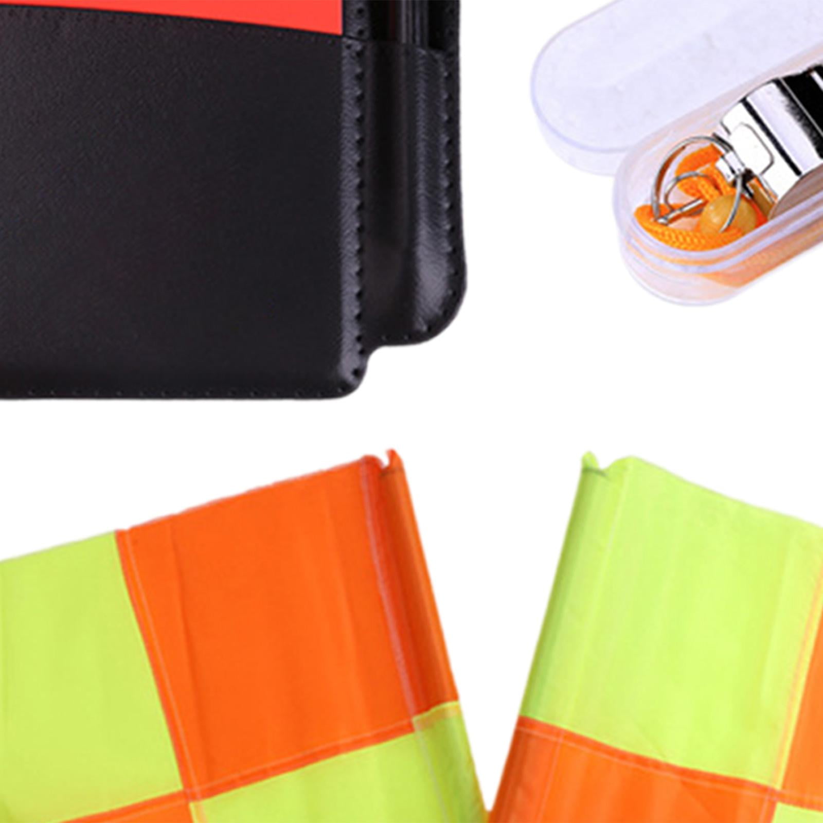 kesoto Soccer Referee Flag Set Football Linesman Flags Set Referee Whistle Red Yellow Cards Referee Tool Kit for Basketball Training