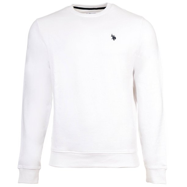 U.S. POLO ASSN. Sudadera para hombre - Forro polar diagonal con acabado carbono, cuello redondo, algodón Blanco XL (X-Large)
