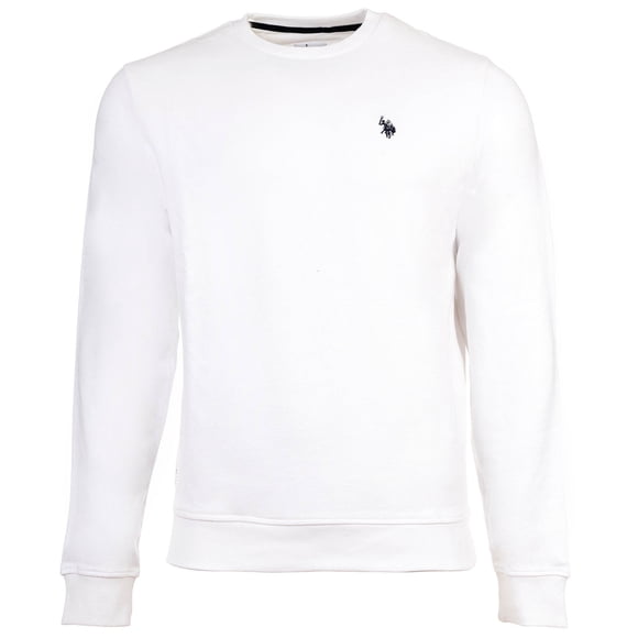 U.S. POLO ASSN. Sudadera para hombre - Forro polar diagonal con acabado carbono, cuello redondo, algodón Blanco L (Large)