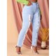 thumbnail image 1 of Jeans Talla Extra Ajustados Abotonado Cinta Frontal Rosegal Vaqueros de talla grande, 1 of 5