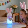 thumbnail image 2 of 12.6" Light Up Plush Easter Decoration LED Rabbit Figurine With Carrot For Spring Home Easter Party Mantel &, 2 of 9