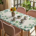 thumbnail image 3 of Sage Green Eucalyptus Table Cloths for 3 Foot Rectangle Tables, Spring Summer Leaves Rustic Burlap Patio Waterproof Elastic Fitted Tablecloths, Washable Rectangular Table Cover for Camping, 3 of 8