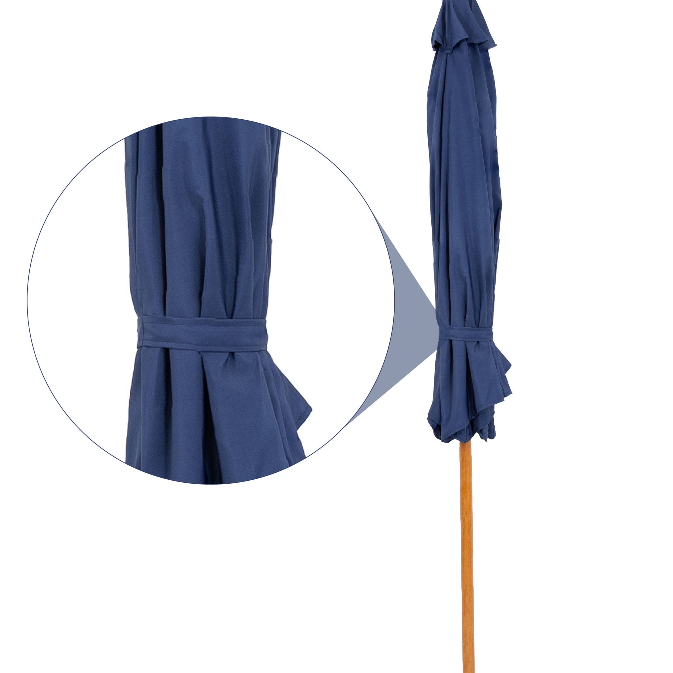 Sunnydaze 8.5 ft Outdoor Patio Umbrella with Push Button Tilt and Crank - Faux Woodgrain Finish - Large Vented Market Umbrella - Navy Blue