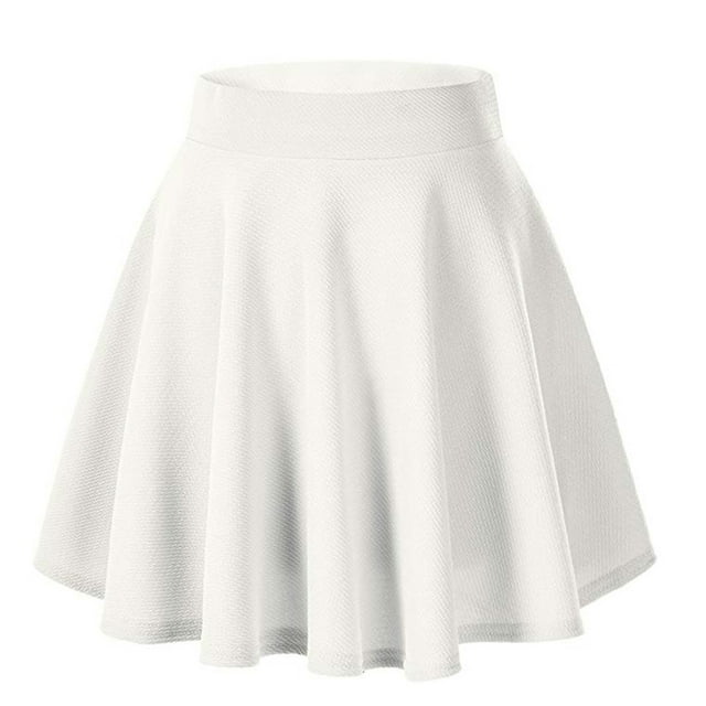 Aocisk Jupe Évasée Mini Unie pour Femme avec Plis Décontractés et un Design Extensible Polyvalent et Jupe Féminine Blanc P