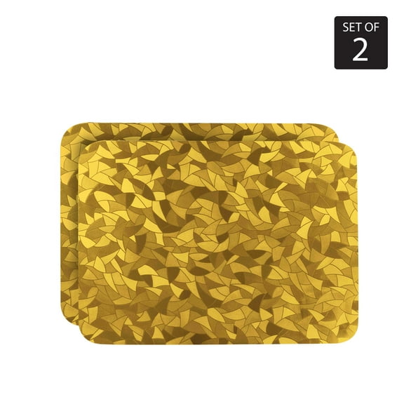 Dainty Home Metallic Leaf Reversible 12" x 18" Rectangular Placemat Set of 2 in Gold