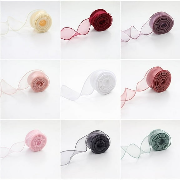 Zhuge 10 Yards 40mm Wave Silk Gauze Organza Ribbon Bow Material for Hair Ornament Gift Wrapping Decoration Lace Ribbons ,Color , Pastel Pink, Size , 40mm