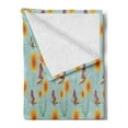 thumbnail image 2 of Spring Soft Flannel Fleece Blanket, Butterflies Flying on Dandelion Field Meadow Childish Botanical Cartoon, Cozy Plush for Indoor and Outdoor Use, 60" x 80", Pale Blue Marigold Red, by Ambesonne, 2 of 5