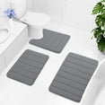thumbnail image 3 of Buganda Memory Foam Bath Mats Soft Absorbent Bathroom Rugs 16" x 24", Grey, 3 of 9