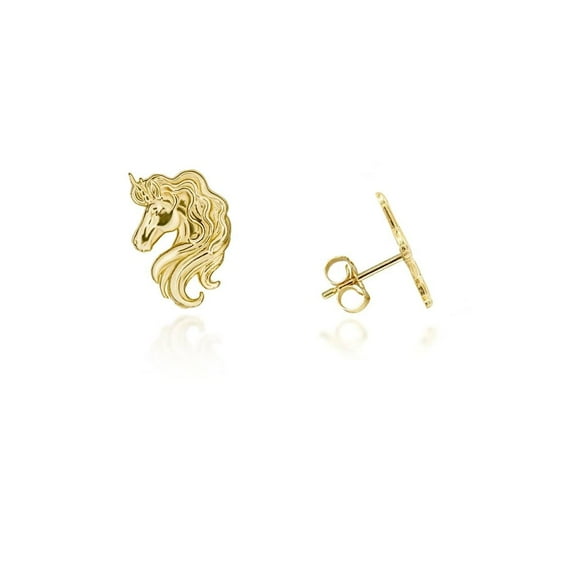 Yellow Gold Unicorn Stud Earrings (10K)