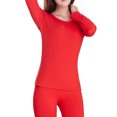 thumbnail image 2 of Women Solid Color High Elasticity Long Sleeve Thermal Underwear Top Pants Set, 2 of 8