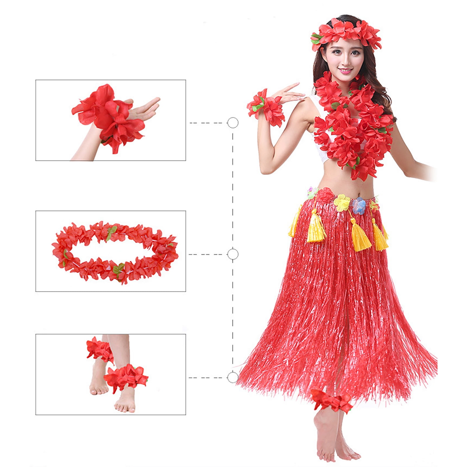 1 Set Hula Skirt High Elastic Eye-catching Plastic Fiber Hawaiian