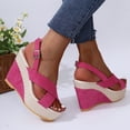thumbnail image 4 of Lovskoo 2024 Women's Wedge Sandals Open Toe Summer Casual Dressy Ankle Strap Platform Sandals Pink, 4 of 6