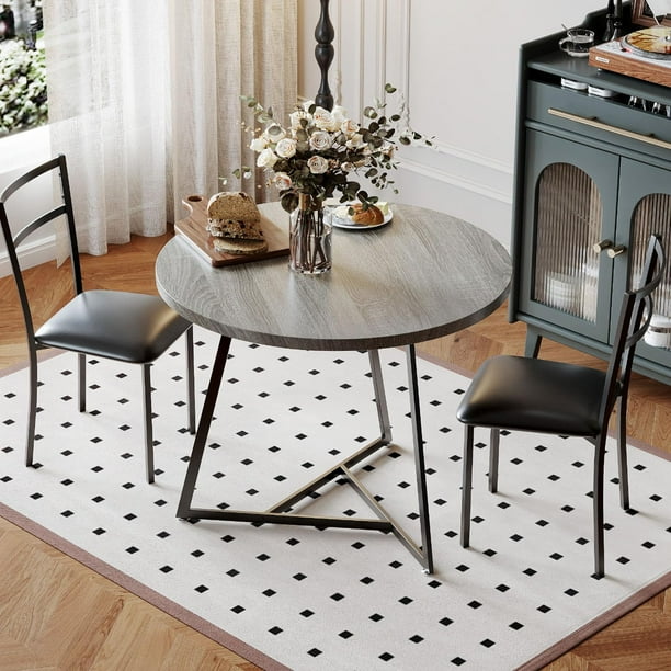 Yeshouse Mesa de comedor para 2, mesa de cocina de madera y sillas de 2 con sillas, mesas redondas de cocina, mesa de comedor de 3 piezas para el apartamento