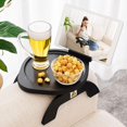 thumbnail image 1 of Couch Arm Tray Bamboo Sofa Clip on Side Table Foldable Couch Armrest Table with 掳 Phone Holder Food Trays for Eating/Drinks/Snacks/Remote, 1 of 9