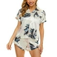 thumbnail image 2 of Women's 2 Piece Pajamas Satin Pjs Short Sleeve Comfy Trendy Pajama Set Holiday Soft Cute Fall Silky Sleepwear Shorts Lounge Set Style7 Large, 2 of 5