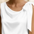 thumbnail image 7 of Miluxas Women's Satin Tank Tops Dressy Casual Bow Tie Mock Neck Sleeveless Work Blouse Shirt White XL(XL), 7 of 7