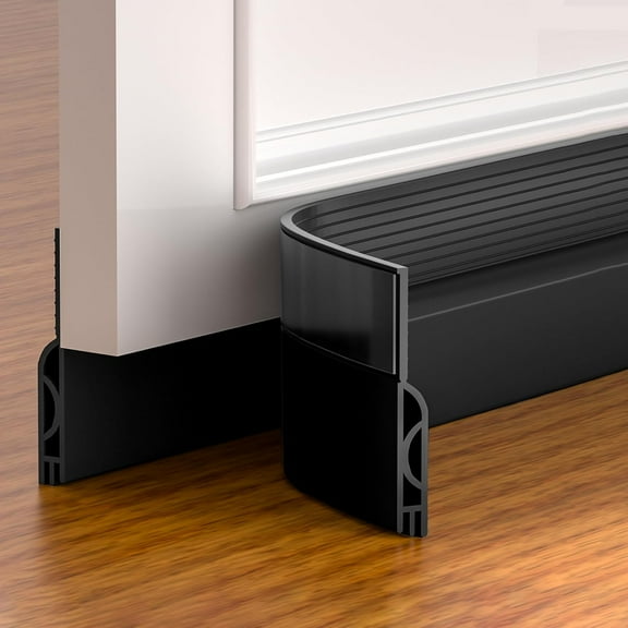 AUR Door Draft Stopper,Adjustable Door Sweep for Bottom of Door,Silicone Weather Stripping Door Bottom Seal Blocker Air Noise,Under Door Gap Filler for Interior/Exterior Doors(Black, 39inch)