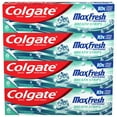 thumbnail image 2 of Colgate Max Fresh Whitening Toothpaste with Mini Strips, Clean Mint Toothpaste for Bad Breath, Helps Fight Cavities, Whitens Teeth, and Freshens Breath, 6.3 Ounce (Pack of 4), 2 of 9