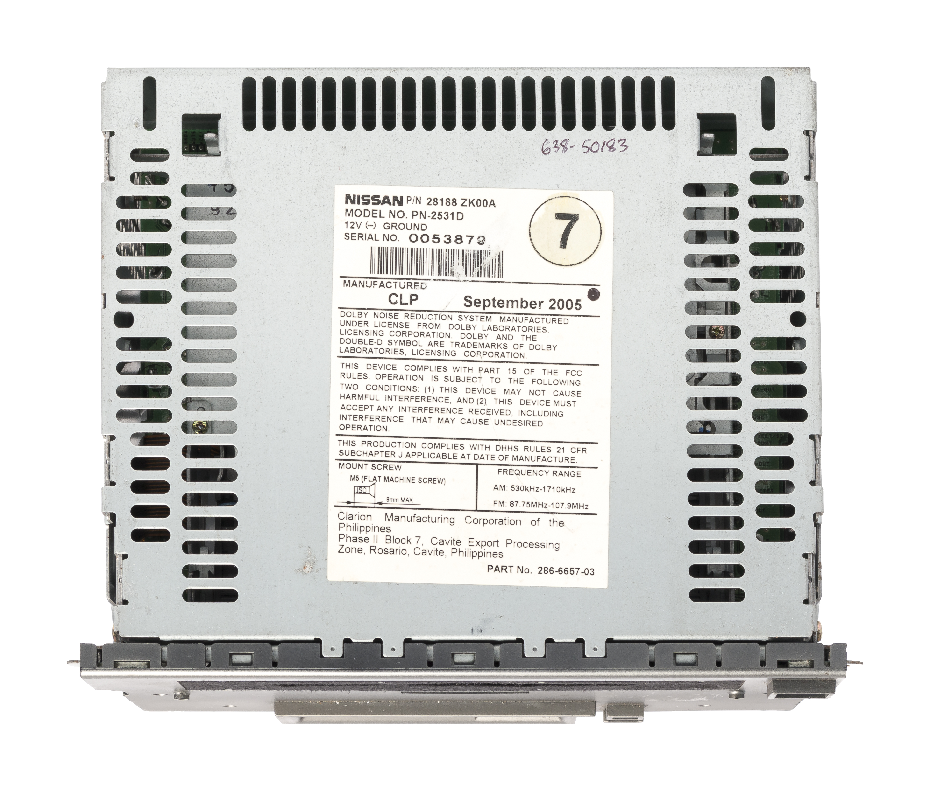 Restored 2006 Nissan Maxima AM FM Radio Cassette Single Disc CD Player 28188ZK00A (Refurbished)
