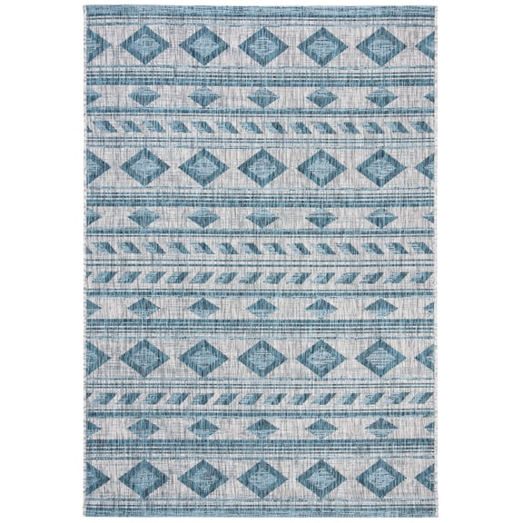 Safavieh Courtyard Allycia Geometric Indoor/Outdoor Area Rug, Gray/Teal, 5'3" x 7'7"