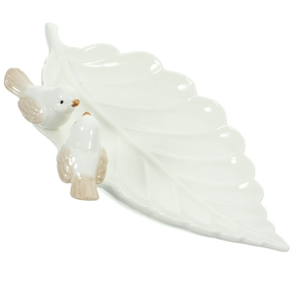 FRCOLOR Jewelry Organizer Bird on Leaf Shape Jewelry Display Dish Chic Jewelry Holder Photo Prop
