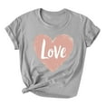 thumbnail image 2 of GaThRRgYP Womens Perfect Fit Crew Neck Short Sleeve Tee,Ladies' Valentine's Day Printed Round Neck Short Sleeved T-shirt Loose Casual Gray L, 2 of 5