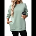 thumbnail image 3 of Sudadera de Gran Tamaño para Mujer, Cuello Redondo, Larga, Jersey de , Ropa de Moda de Otoño con Bolsillo Judías M, 3 of 10