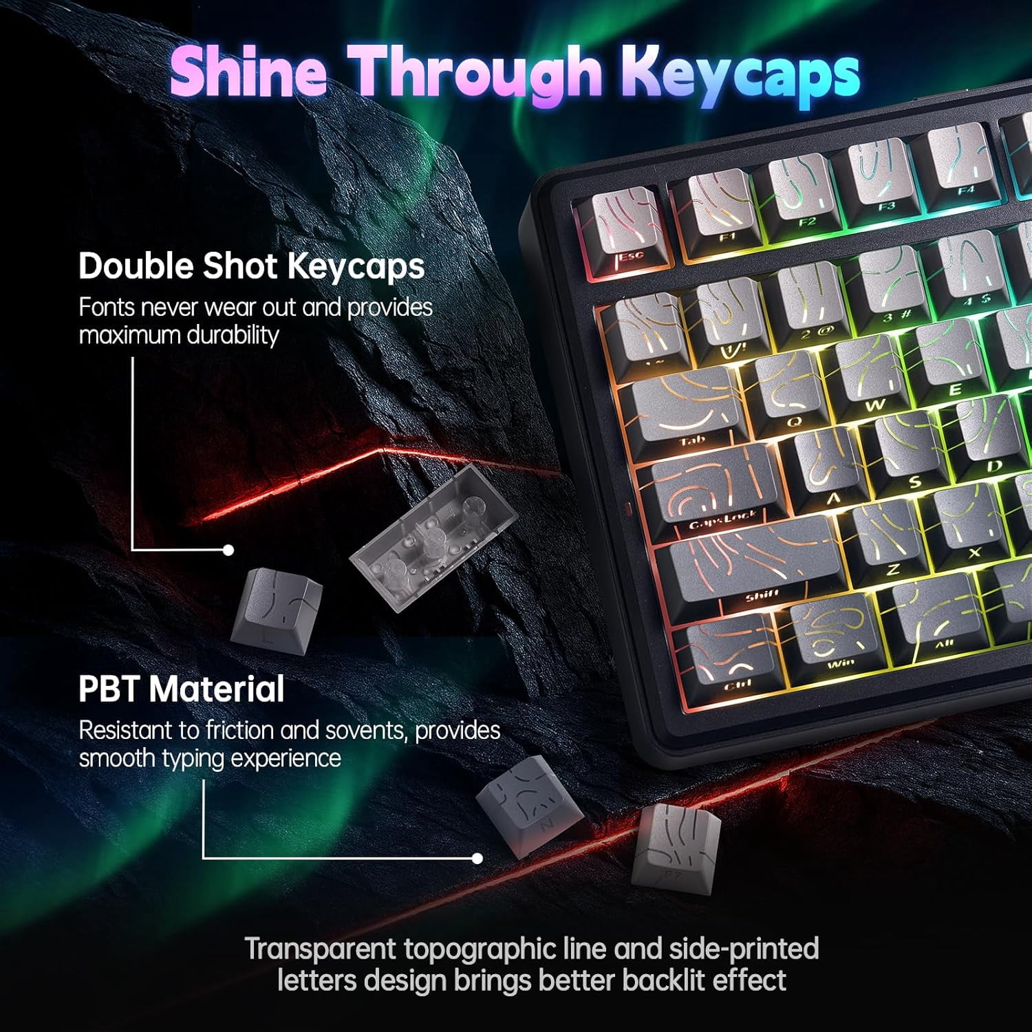 AULA F75 Max, 81-Key, Wireless, Hot Swappable, Mechanical Gaming Keyboard, RGB, Knob, 4000 mAH Battery, Digital Screen