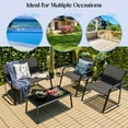thumbnail image 5 of Gymax 4PCS Patio Conversation Futniture Set w/ Fabric and Anti-Rust Steel Frame Black, 5 of 10