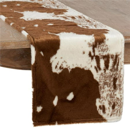 

SARO 471.BR16108B 16 x 72 in. Lait Collection Faux Fur Runner Rug with Cow Hide Design Brown