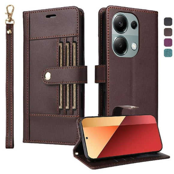 FOXDOCK Funda tipo Cartera para Xiaomi POCO M6 Pro 4G – Cubierta de Cuero PU con Múltiples Ranuras, Bolsillo para Efectivo y Correa de Muñeca