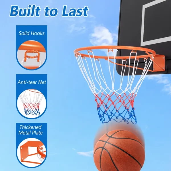 19.5"×16"×3" 15 Inch Basketball Rim Replacement, Heavy Duty Metal Hoop with All Weather Net & Mounting Hardware for Indoor Outdoor