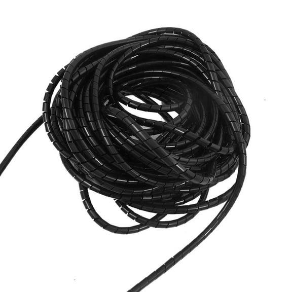 Unique Bargains 6.4M 21Ft PE Polyethylene Spiral Cable Wire Wrap Tube Black 6mm