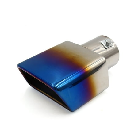 Metal Exhaust Grill - Universal Grilled Blue Car Stainless Steel Slant Exhaust Tail Muffler Tip Pipe