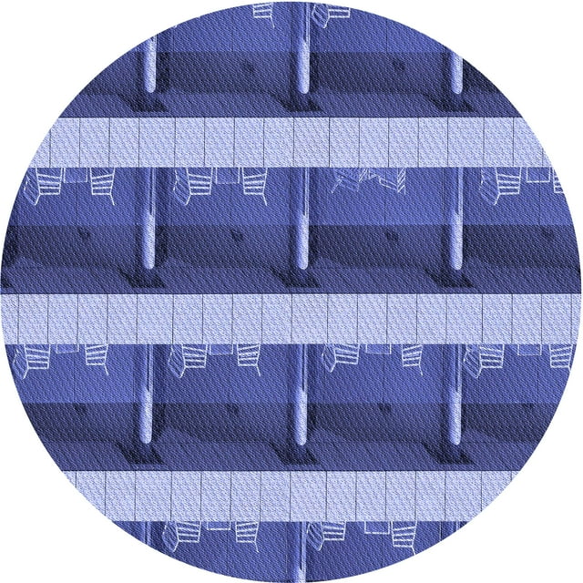 Ahgly Company Tapis Rond Lavable en Machine Intérieur Transitionnel Bleu Ciel, 4 Pieds Rond