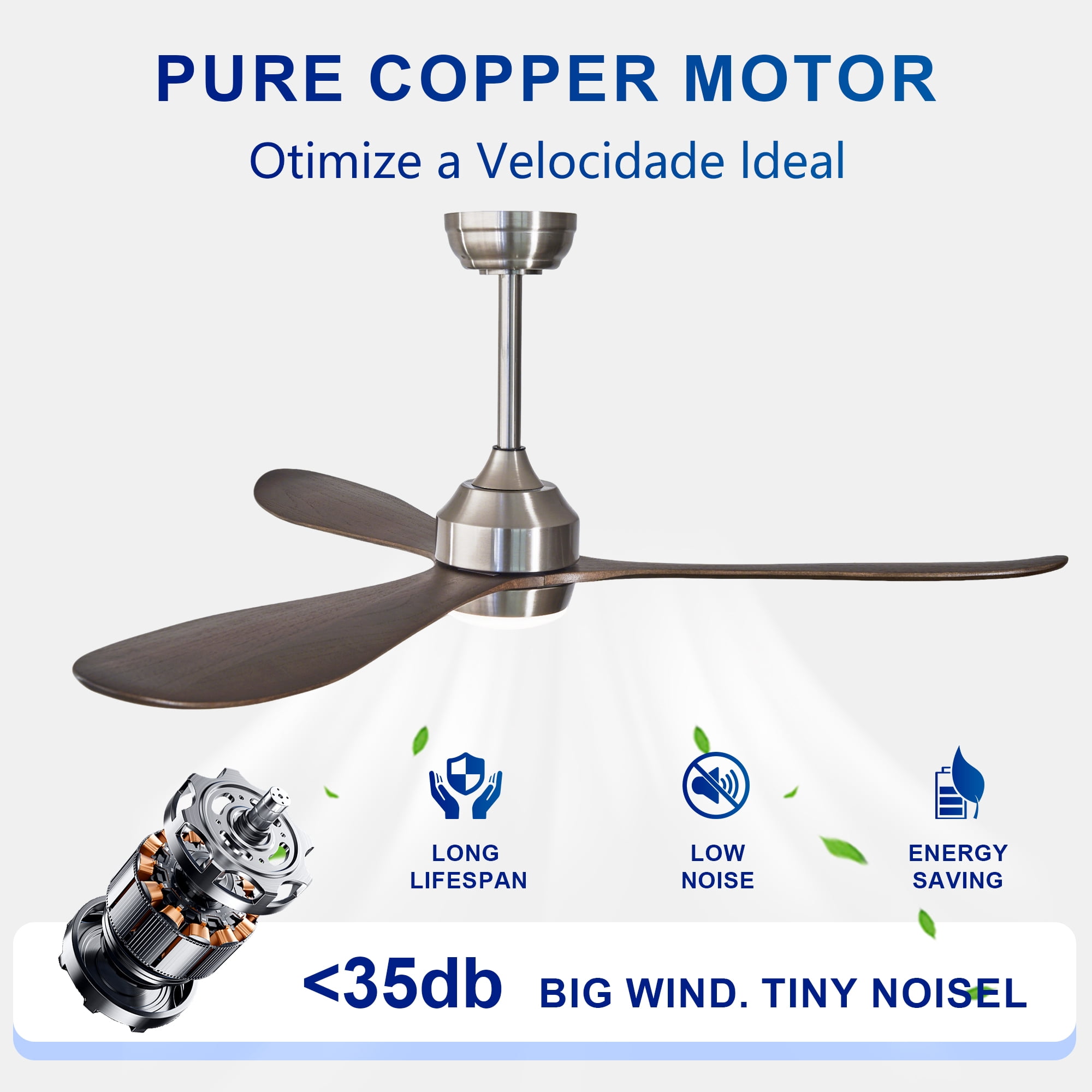 Eowynic 52-Inch Industrial Ceiling Fans with Lights, DC Motor, 6 Speed, Remote Control, 3 Blade,  Nickel