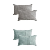 Unique Bargains 4 Pcs Strip Throw Pillow Covers Grey/Blue 12" x 20"
