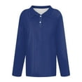 thumbnail image 7 of Mohiass Womens Polo Shirts Button Down Collared Long Sleeve Tops V Neck Loose Blouses Dark Blue 3XL, 7 of 7