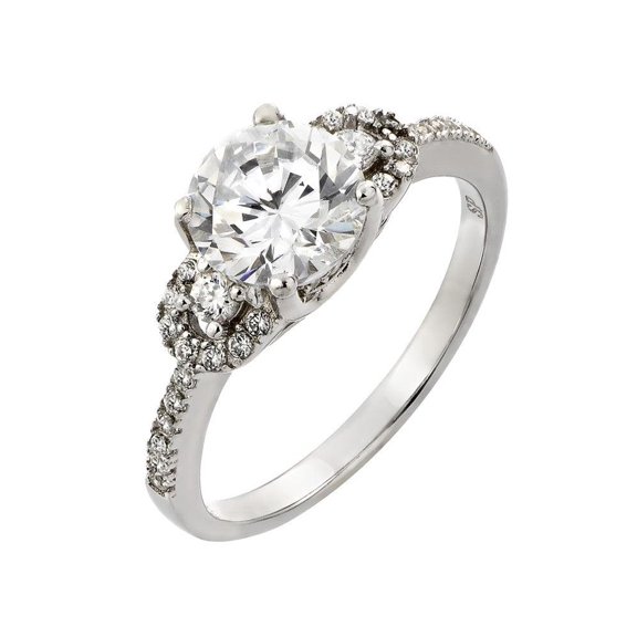 Sterling Silver 925 Rhodium Plated Past Present Future Promise Ring White CZ Female Size 7