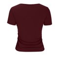 thumbnail image 4 of Womens Summer Short Sleeve V Neck Ribbed Knit Button T Shirts Henley Solid Color Trendy BasicTee, 4 of 6
