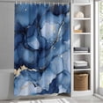 thumbnail image 3 of Onbre Blue Golden Marble Texture Fabric Shower Curtain Abstract Modern Art Washable Shower Curtains for Bathroom, Waterproof Bath Curtain with Hooks Home Decor 36x72in, 3 of 8