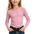 thumbnail image 2 of Miqool Girls Fall Sweaters Ribbed Knitted Crew Neck Long Sleeve Slim Fitted Cozy Casual Fashion Pullover Tops, 2 of 9