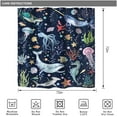 thumbnail image 5 of Kids Ocean Shower Curtain for Bathroom Decor 72Wx72H Shark Whale Fish Jellyfish Turtlr Sea Octpus Seaweed Starfish Colorful Art Printed Fabric Polyester Waterproof 12 Pack Plastic Hooks, 5 of 6