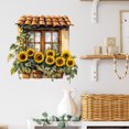 thumbnail image 1 of Adhesivos de pared 3D de PVC para ventana, girasol, planta en maceta, 40 x 40 cm, 1 of 4