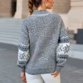thumbnail image 4 of Suéter de Navidad con estampado de copos de nieve para mujer, jersey de punto elegante de manga larga con cuello redondo para otoño e invierno 2024, 4 of 4