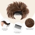 thumbnail image 2 of Moño desordenado pieza de pelo peine lateral clip en moño postizo para mujeres corto natural recto versátil ajustable (marrón oscuro-S), 2 of 5