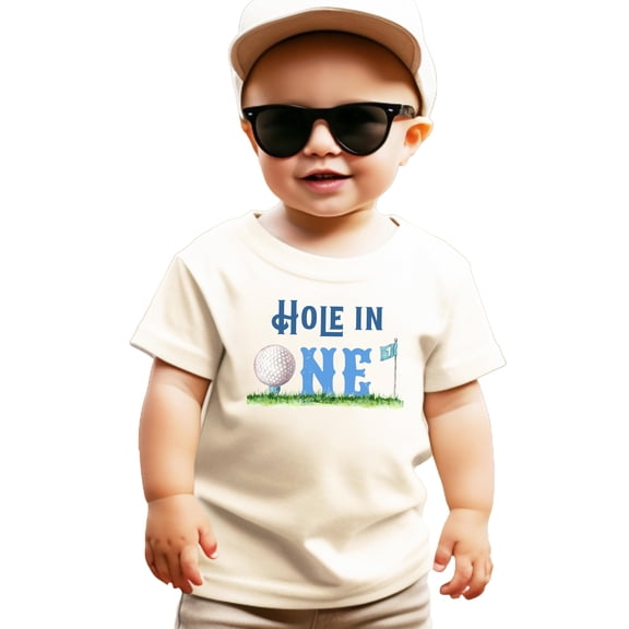 Hole in One 1st Birthday Shirt for Boys Golf Themed First Birthday Tee for Kids Natural Shirt 2T
