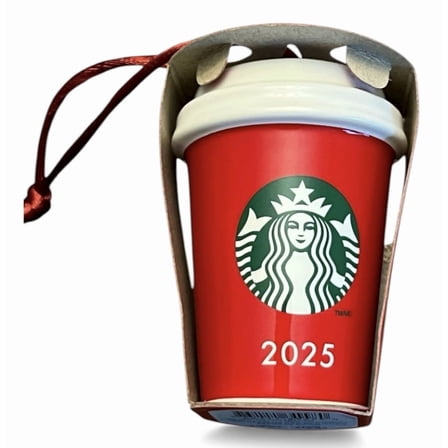 Starbucks Holiday Ceramic 2025 Season Red and White Cup Ornament
