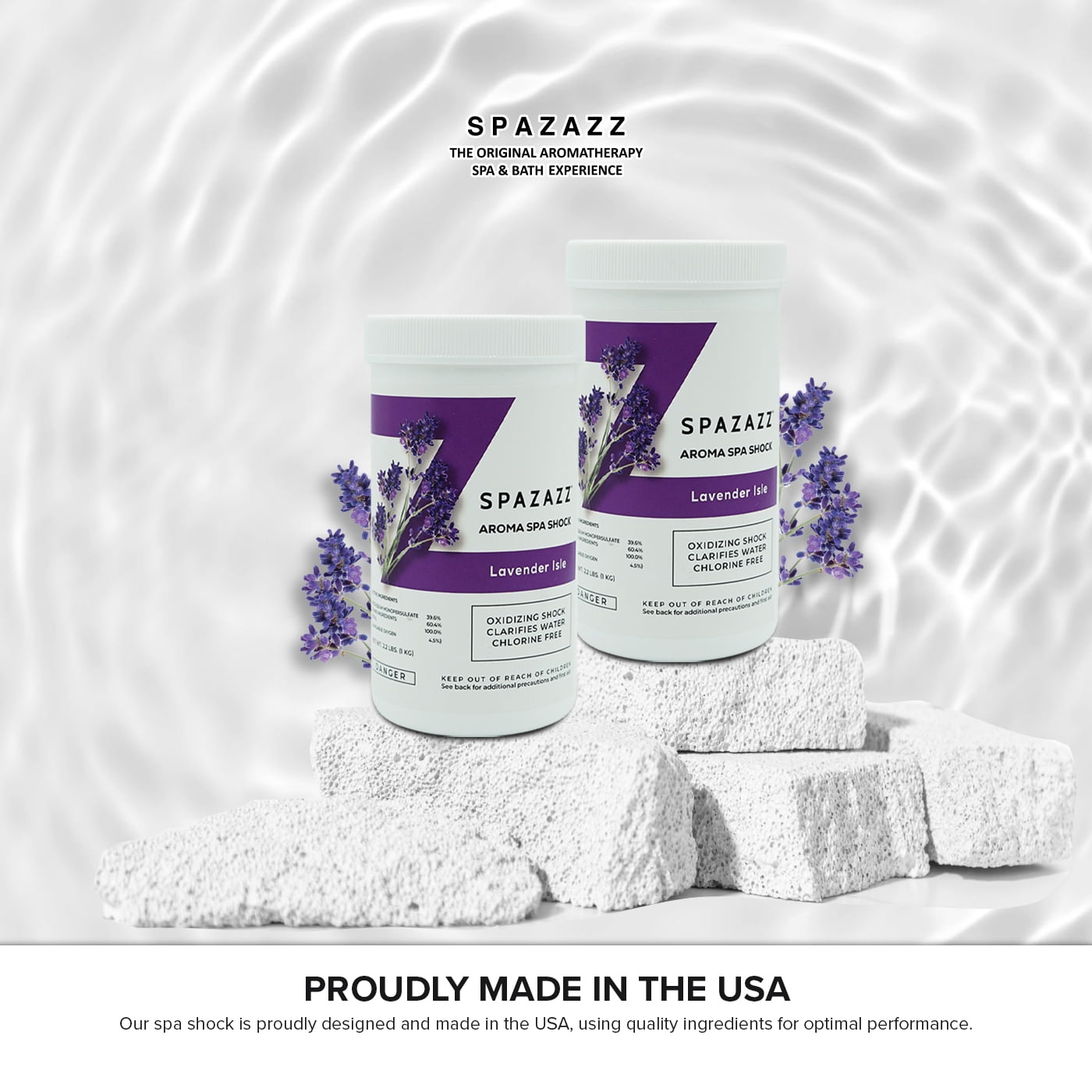 Spazazz Aroma Spa Shock Lavender Isle - Chlorine-Free Oxidizing Shock for Spa Water Clarification - Professional Grade Formula